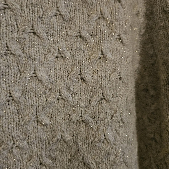 Lane Bryant Cable Knit Sweater Cream with Gold Thread Flecks-Plus Size 18/20 - Picture 4 of 5